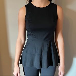 White House Black Market - Black Peplum Sleeveless Top - Size 4